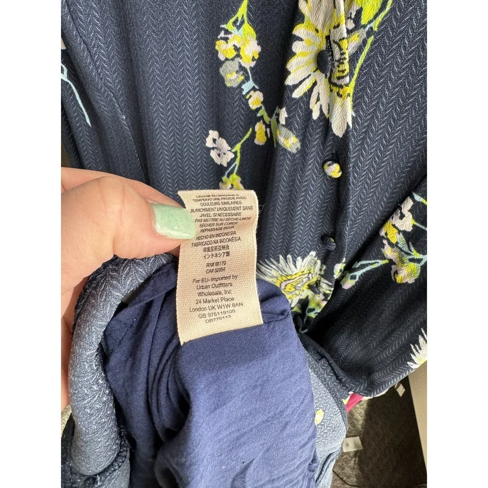 Free People Women's Navy Blue Lost In You Floral Midi Dress Size Small